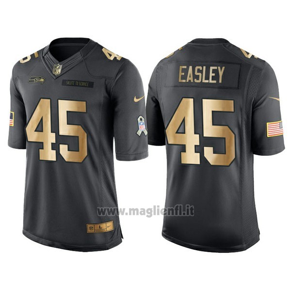 Maglia NFL Gold Anthracite Seattle Seahawks Easley Salute To Service 2016 Nero